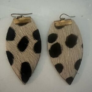 Animal print faux fur earrings